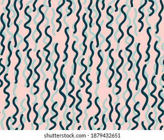 Beautiful vector pattern with hand drawn wavy and curved lines. Geometric abstract seamless digital background