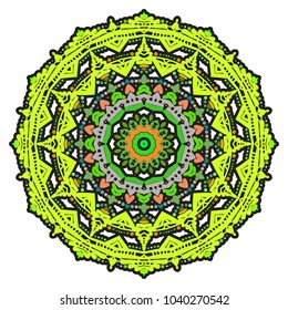Beautiful vector pattern with Indian ornament mandala. Can be used to print on the phone, to create a poster, tattoo, yoga Mat.
