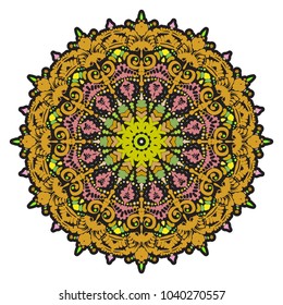 Beautiful vector pattern with Indian ornament mandala. Can be used to print on the phone, to create a poster, tattoo, yoga Mat.
