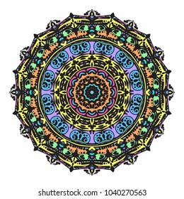 Beautiful vector pattern with Indian ornament mandala. Can be used to print on the phone, to create a poster, tattoo, yoga Mat.
