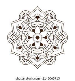 Beautiful vector pattern with Indian ornament mandala. Can be used to print on the card, posters, tattoos, or yoga mats.