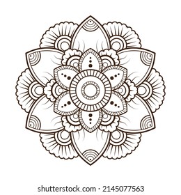 Beautiful vector pattern with Indian ornament mandala. Can be used to print on the card, posters, tattoos, or yoga mats.