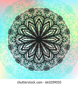 Beautiful vector pattern with Indian ornament mandala. Can be used to print on the phone, to create a poster, tattoo, yoga Mat.