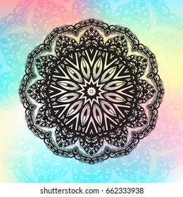 Beautiful vector pattern with Indian ornament mandala. Can be used to print on the phone, to create a poster, tattoo, yoga Mat.