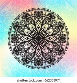 Beautiful vector pattern with Indian ornament mandala. Can be used to print on the phone, to create a poster, tattoo, yoga Mat.