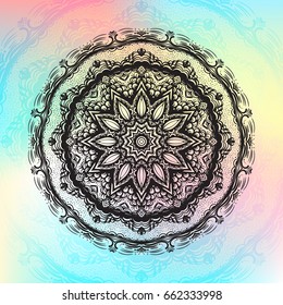 Beautiful vector pattern with Indian ornament mandala. Can be used to print on the phone, to create a poster, tattoo, yoga Mat.