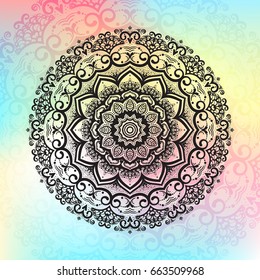 Beautiful vector pattern with Indian ornament mandala. Can be used to print on the phone, to create a poster, tattoo, yoga Mat.