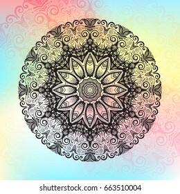 Beautiful vector pattern with Indian ornament mandala. Can be used to print on the phone, to create a poster, tattoo, yoga Mat.