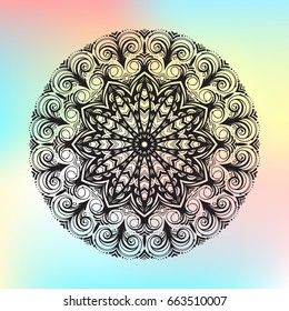Beautiful vector pattern with Indian ornament mandala. Can be used to print on the phone, to create a poster, tattoo, yoga Mat.