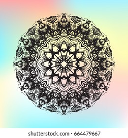 Beautiful vector pattern with Indian ornament mandala. Can be used to print on the phone, to create a poster, tattoo, yoga Mat.