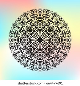 Beautiful vector pattern with Indian ornament mandala. Can be used to print on the phone, to create a poster, tattoo, yoga Mat.