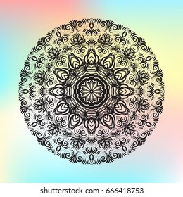 Beautiful vector pattern with Indian ornament mandala. Can be used to print on the phone, to create a poster, tattoo, yoga Mat.