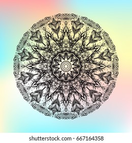 Beautiful vector pattern with Indian ornament mandala. Can be used to print on the phone, to create a poster, tattoo, yoga Mat.