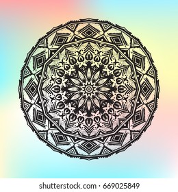 Beautiful vector pattern with Indian ornament mandala. Can be used to print on the phone, to create a poster, tattoo, yoga Mat.