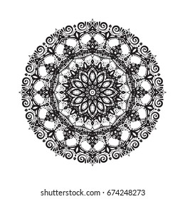 Beautiful vector pattern with Indian ornament mandala. Can be used to print on the phone, to create a poster, tattoo, yoga Mat.