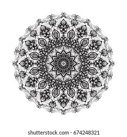 Beautiful vector pattern with Indian ornament mandala. Can be used to print on the phone, to create a poster, tattoo, yoga Mat.