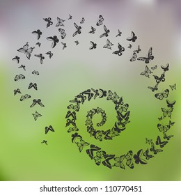 Beautiful vector pattern with silhouettes of butterflies