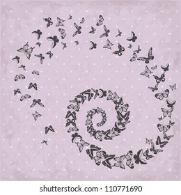 Beautiful vector pattern with silhouettes of butterflies