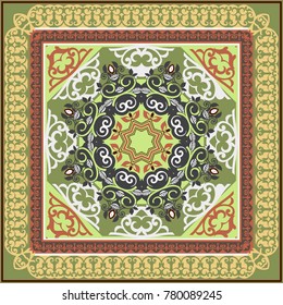 Beautiful vector pattern. Tribal ethnic ornament. Bandanna shawl fabric print, silk neck scarf or kerchief design.