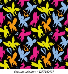Beautiful vector pattern of unicorns realistic
