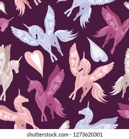 Beautiful vector pattern of unicorns realistic_