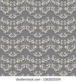 Beautiful vector pattern of white lace on a gray background. Suitable for use in textile design, background design, wallpaper design and other design.