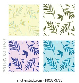 beautiful  vector patterns set with exotic palm leaves in fore variants , EPS 10