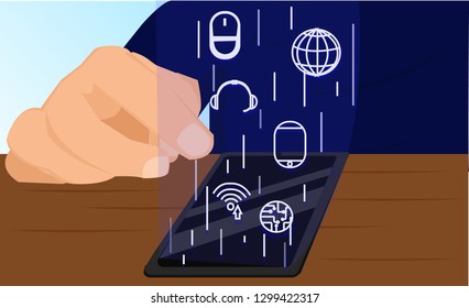 beautiful vector, people using smartphone with fun and happy in free time.