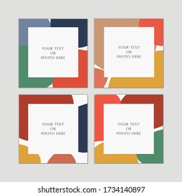 Beautiful vector photo frame on background. Modern art illustration. Album for pictures and memory. Photograph.