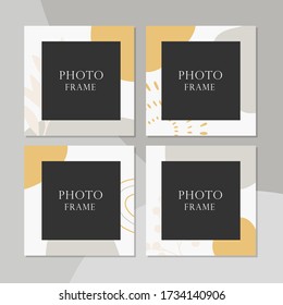 Beautiful vector photo frame on background. Modern art illustration. Album for pictures and memory. Photograph.