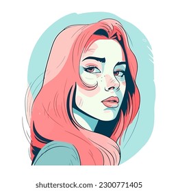 Beautiful vector portrait of a cute young adult icon isolated