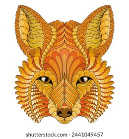 Beautiful vector portrait of a fox in zenart style. Decorative abstract element for printing on clothing.