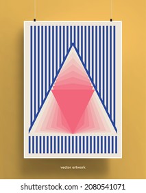 Beautiful vector poster template with abstract geometric shapes background. Trendy colorful and geometric shapes design. Pastel colors with gradients. Vector illustration.