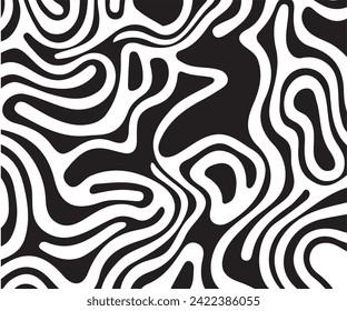 Hermosa huella vectorial que imita una cebra. Líneas lisas y hermosas como una ola. Blanco y negro. Adecuado para cualquier decoración interior o de fondo.