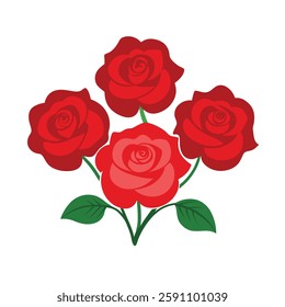 A beautiful vector  of red flowers and white background.