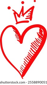 Beautiful vector red heart with crown for a postcard on St. Valentines day