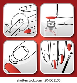 Beautiful vector red manicure icons