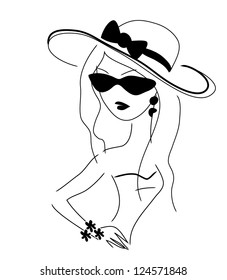 Beautiful vector retro girl