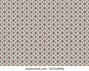 Beautiful Vector Of Retro Vintage Thai Asian South East Asia Pattern In Thai Vintage Color Tone. Base Design From Flower Leaf. Normally Use For Textile And Local Folk Hand Craft Work Background