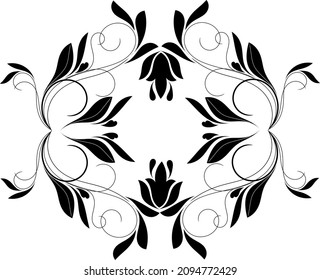Beautiful vector rich luxurious decorative black floral vintage ornaments or vine curls design.