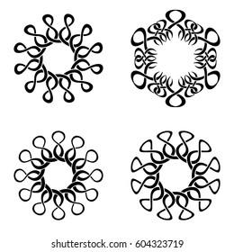 Beautiful vector round ornaments interwoven style isolated
