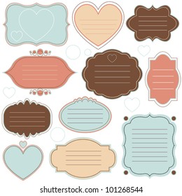 Beautiful vector rulled frames set in pastel colors. Cann be used for diy and craft projects as labels and icons design