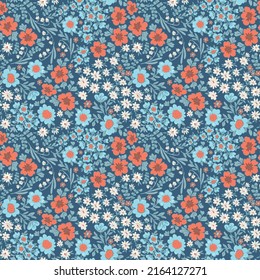 Schönes, nahtloses Blumenmuster mit süßen abstrakten Blumen. Stockillustration.