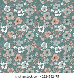 Beautiful vector seamless floral pattern with cute abstract flowers. Stock illustration.