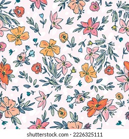 Hermoso vector sin costura floral con bonitas flores abstractas. Ilustración bursátil. Fondo moderno para textiles, embalajes, diseños, tejidos de moda, papel tapiz