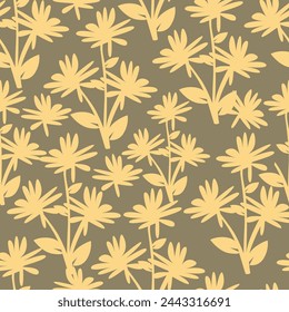 Beautiful vector seamless floral pattern with cute abstract flowers.