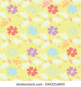 Beautiful vector seamless floral pattern with cute abstract flowers. Stock illustration.