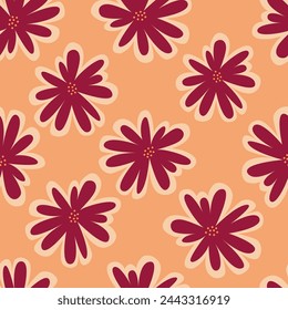 Beautiful vector seamless floral pattern with cute abstract flowers. Stock illustration.