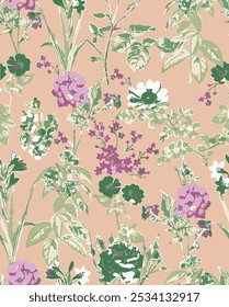 Schöne Vektor nahtlose Blumenmuster mit Aquarell handgezeichnet sanften Sommer Blumen. Stockgrafik. Natürliche Kunstwerke.
