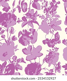 Vetor bonito padrão floral sem emenda com aquarela mão desenhou flores de verão suaves. Ilustração de ações. Arte natural.
